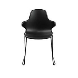 Schalenstuhl Topstar T2020, Kufengestell, ergonomische Sitzschale, stapelbar bis 4 Stück, Sitzhöhe 450 mm, 2er-Set, mit Armlehnen, schwarz/schwarz