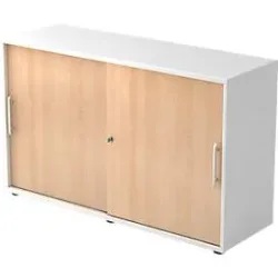 Aktenschrank Office Braun/Weiss Holz 120 cm 40 cm 74.8 cm - Farbe: Eiche Dekor, weiss - Material: Holzwerkstoff - Aktenschrank
