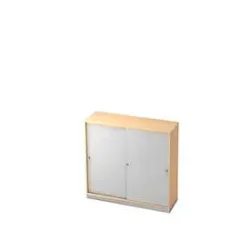 Schiebetürenschrank, 3 OH, B 1200 x T 400 mm, Ahorn-Dekor/silber