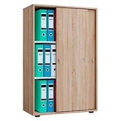 Schiebetürenschrank, aus Holz, abschliessbar, 3 OH, B 700 x T 400 x H 1050 mm, Sonoma Eiche Dekor