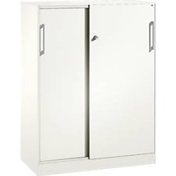 Schiebetürenschrank ASISTO C 3000, 3 Ordnerhöhen, mit Abdeckplatte, Breite 1000 mm, weiss/weiss