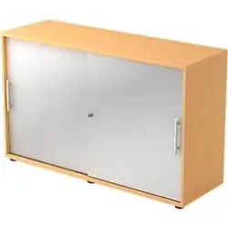 Schiebetürenschrank JENA, 2 OH, Front silber, B 1200 x T 400 x H 748 mm, Buche-Dekor