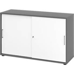 Hammerbacher Schrank V1752S/G/W/BS Grau 120 x 40 x 74,8 cm
