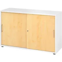 Hammerbacher Schrank V1752S/W/3/BS Weiß 120 x 40 x 74,8 cm