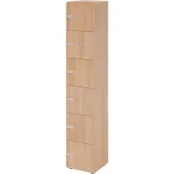 Schliessfachschrank Topas Line, 6 Ordnerhöhen, 6 Fächer, Zahlenschloss, B 400 x T 420 x H 2156 mm, Nussbaum/Nussbaum