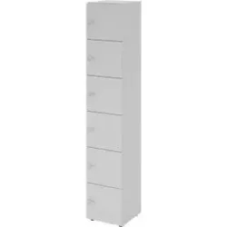 Schliessfachschrank Topas Line, 6 Ordnerhöhen, 6 Fächer, Zahlenschloss, B 400 x T 420 x H 2156 mm, grau/grau