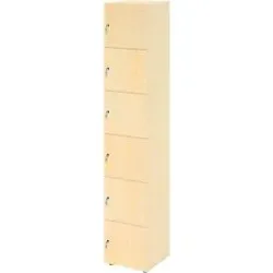 Schliessfachschrank Topas Line, 6 Ordnerhöhen, 6 Fächer, Zylinderschloss, B 400 x T 420 x H 2156 mm, Ahorn/Ahorn