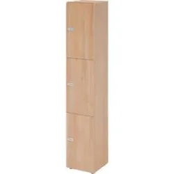 Schliessfachschrank Topas Line, 6 Ordnerhöhen, 3 Fächer, Zahlenschloss, B 400 x T 420 x H 2156 mm, Nussbaum/Nussbaum