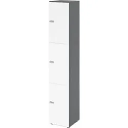 Schliessfachschrank Topas Line, 6 Ordnerhöhen, 3 Fächer, Zahlenschloss, B 400 x T 420 x H 2156 mm, graphit/weiss