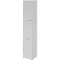 Schliessfachschrank Topas Line, 6 Ordnerhöhen, 3 Fächer, Zylinderschloss, B 400 x T 420 x H 2156 mm, grau/grau