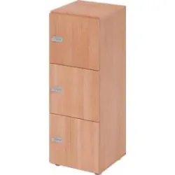 Schliessfachschrank Topas Line, 3 Ordnerhöhen, 3 Fächer, Zahlenschloss, B 400 x T 420 x H 1100 mm, Nussbaum/Nussbaum