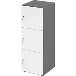 Schliessfachschrank Topas Line, 3 Ordnerhöhen, 3 Fächer, Zylinderschloss, B 400 x T 420 x H 1100 mm, graphit/weiss