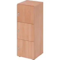 Schliessfachschrank Topas Line, 3 Ordnerhöhen, 3 Fächer, Zylinderschloss, B 400 x T 420 x H 1100 mm, Nussbaum/Nussbaum