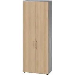 Schränke Breno, 6 OH, abschliessbar, 28 kg je Boden, B 800 x T 420 x H 2156 mm, graphit/Eiche