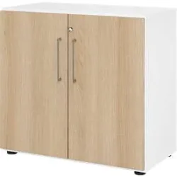 Schränke Breno, 2 OH, abschliessbar, 28 kg je Boden, B 800 x T 420 x H 748 mm, weiss/Eiche