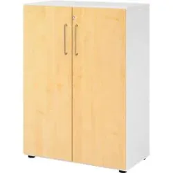 Hammerbacher Schrank V938T3/W/3/BS Weiß 80 x 42 x 110 cm