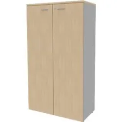 Schrank ARLON OFFICE, 4 Ordnerhöhen, abschliessbar, B 900 x T 450 x H 1600 mm, Eiche-Dekor/alu