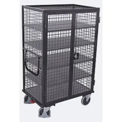 Schrankwagen, Stahl/MDF-Platte, Anthrazitgrau/dunkelgrau, 5 Etagen, 1045 x 685 mm, Dach und Doppelflügeltür, abschliessbar, EasySTOP, bis 500 kg