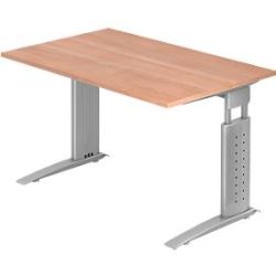 Hammerbacher Schreibtisch US12 Walnuss, Silber 1.200 x 800 x 680 x 680 - 860 mm