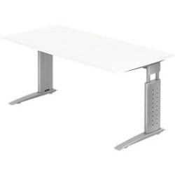 Hammerbacher Schreibtisch US16 Silber, Weiß 1.600 x 800 x 680 x 680 - 860 mm