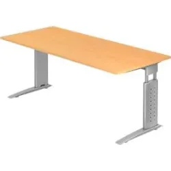 Hammerbacher Schreibtisch US19 Buche, Silber 1.800 x 800 x 680 x 680 - 860 mm