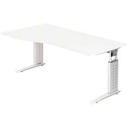 Hammerbacher Freiform Höhenverstellbar Sitz-Stehschreibtisch Holz, Metall Weiss 1'800 x 800 x 680 mm