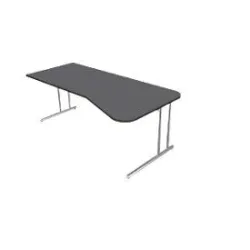 Schreibtisch Toledo, höhenverstellbar, Freiform, Ansatz rechts/links, C-Fuss, B 1950 x T 800/1000 mm, anthrazit