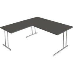 Schreibtisch Toledo, mit Anbautisch, höhenverstellbar, C-Fuss, B 1600 x T 800 mm, anthrazit