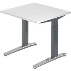 Schreibtisch Office Weiss Holz 80 cm Höhenverstellbar (manuell) - Material: Holzwerkstoff - Schreibtisch