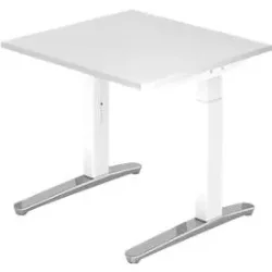 Schreibtisch Office Weiss Holz 80 cm Höhenverstellbar (manuell) - Material: Holzwerkstoff - Schreibtisch
