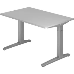 Schreibtisch Office Grau Holz 120 cm Höhenverstellbar (manuell) - Material: Holzwerkstoff - Schreibtisch