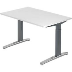Schreibtisch Office Weiss Holz 120 cm Höhenverstellbar (manuell) - Material: Holzwerkstoff - Schreibtisch