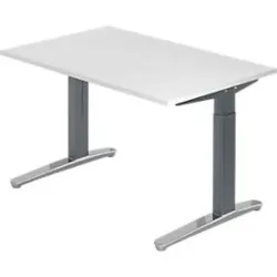 Schreibtisch Office Weiss Holz 120 cm Höhenverstellbar (manuell) - Material: Holzwerkstoff - Schreibtisch