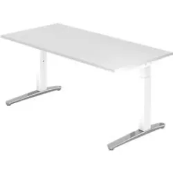 Schreibtisch Office Weiss Holz 160 cm Höhenverstellbar (manuell) - Material: Holzwerkstoff - Schreibtisch