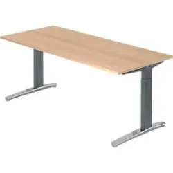 Schreibtisch Office Braun Holz 180 cm Höhenverstellbar (manuell) - Farbe: eiche - Material: Holzwerkstoff - Schreibtisch