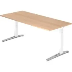 Schreibtisch Office Braun Holz 180 cm Höhenverstellbar (manuell) - Farbe: eiche - Material: Holzwerkstoff - Schreibtisch