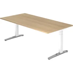 Schreibtisch Office Braun Holz 200 cm - Farbe: eiche - Material: Holzwerkstoff - Schreibtisch