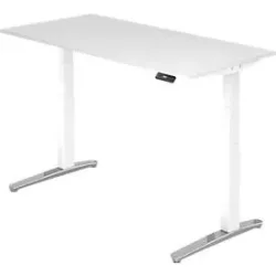 Schreibtisch Office Weiss Holz 160 cm Höhenverstellbar (elektrisch) - Material: Holzwerkstoff - Schreibtisch