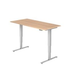 Hammerbacher Sitz-Stehschreibtisch XDSM Eiche, Silber 1.600 x 800 x 800 x 620 - 1.270 mm