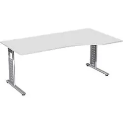 Schreibtisch ALICANTE, C-Fuss, Freiform, Ansatz rechts, B 1800 x T 800/1000 x H 680-820 mm,