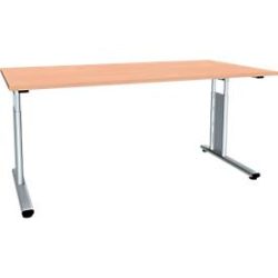 Schreibtisch ALICANTE, C-Fuss, Rechteck, B 1600 x T 800 x H 680-820 mm, Buche-Dekor