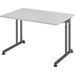 Schreibtisch Office Grau Holz 120 cm Höhenverstellbar (manuell) - Material: Holzwerkstoff - Schreibtisch