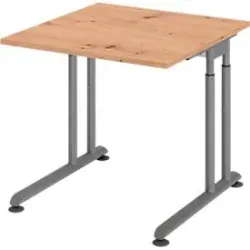 Schreibtisch Office Braun Holz 80 cm Höhenverstellbar (manuell) - Farbe: Asteiche - Material: Holzwerkstoff - Schreibtisch