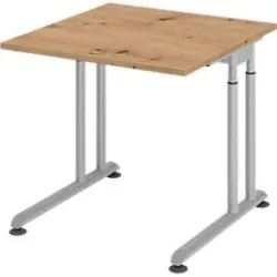 Schreibtisch Office Braun Holz 80 cm Höhenverstellbar (manuell) - Farbe: Asteiche - Material: Holzwerkstoff - Schreibtisch