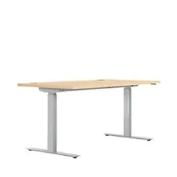 Schreibtisch ERGO DRIVE ED 470, elektrisch höhenverstellbar, Rechteck, T-Fuss, B 1600 x T 800 x H 692-1147 mm, Ahorn/lichtgrau