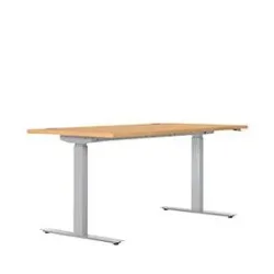 Schreibtisch ERGO DRIVE ED 470, elektrisch höhenverstellbar, Rechteck, T-Fuss, B 1600 x T 800 x H 692-1147 mm, Buche/lichtgrau