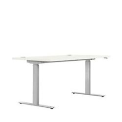 Schreibtisch ERGO DRIVE ED 470, elektrisch höhenverstellbar, Rechteck, T-Fuss, B 1600 x T 800 x H 692-1147 mm, weiss/lichtgrau