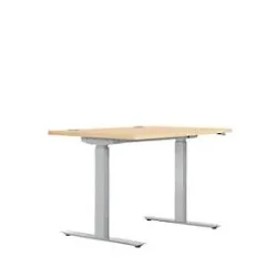 Schreibtisch ERGO DRIVE ED 470, elektrisch höhenverstellbar, Rechteck, T-Fuss, B 1200 x T 800 x H 692-1147 mm, Ahorn/weissaluminium RAL 9006