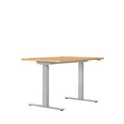 Schreibtisch ERGO DRIVE ED 470, elektrisch höhenverstellbar, Rechteck, T-Fuss, B 1200 x T 800 x H 692-1147 mm, Buche/weissaluminium RAL 9006