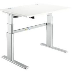 Schreibtisch Komfort, elektrisch höhenverstellbar, Rechteck, C-Fuss, B 1200 x T 800 x H 655-1305 mm, weiss/weissaluminium RAL 9006